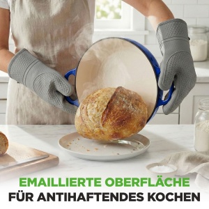 Oala din fonta NutriChef 26 cm, emailata, albastra, cu capac si manere - Img 5