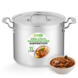 Oala din inox NutriChef 11L, 28cm, pentru toate tipurile de plite, cu 3 valve de abur