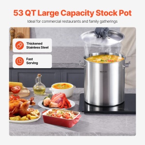 Oala din inox VEVOR SP53QT404003D, capacitate 50.1 L, baza termica, argintie - Img 2