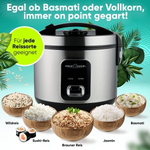 Oala electrica pentru gatit orez ProfiCook PC RK 1285, 3 kg, 700 W, functie de pastrare la cald, inox - Img 4