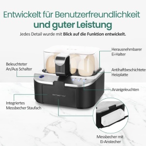 Oala electrica pentru oua Emerio EB-123177.1, 6 oua, 400W, BPA free - Img 4