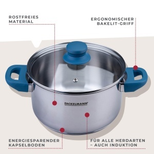 Oala Fackelmann Essential 20 cm Inox Manere Softtouch Compatibila Inductie - Img 2