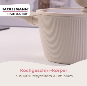 Oala Fackelmann x Pamela Reif 24 cm Pastel-Beige Aluminiu Reutilizat Compatibila cu Toate Tipurile de Aragaz - Img 9