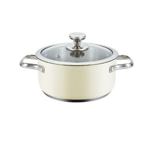 Oala Haeger cu capac, bej, diametru 18 cm