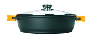 Oala pentru gatit IBILI Evolution 30 cm Aluminiu forjat Capac sticla Manere silicon Antiaderenta Compatibila inductie