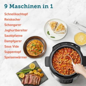 Oala sub presiune COSORI, 9 in 1, multicooker cu 14 functii, oala sub presiune de 5,7 l, aragaz de orez, abur, aparat de iaurt, aragaz lent si sous vide, tigaie, carte de retete, otel inoxidabil - Img 3