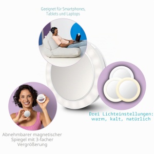 Oglinda de machiaj Ecomed CM-20E cu LED, compacta, cu functie 2in1 - Img 4