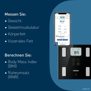 OMRON VIVA - cantarul inteligent de baie pentru analiza corporala Stiftung Warentest Gut 1024 cu Bluetooth si aplicatie masoara grasimea corporala gre - Img 4