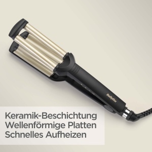 Ondulator BaByliss Easy Waves C260E Beach Waves 3 trepte de temperatura Ceramic Titanium Gold Negru - Img 4