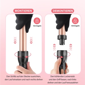 Ondulator BESTOPE MIX, set ondulator ceramic 5 in 1 cu diverse atasamente pentru bucle mari si mici, incalzire rapida de 9-32 mm 2 temperatura reglabila pentru par lung si scurt - Img 7
