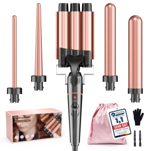 Ondulator de par BESTOPE PRO 5-in-1, 3 cilindri ceramici, 2 temperaturi, manusa inclusa