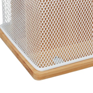 Organizator birou Relaxdays, suport documente 3 compartimente, metal si bambus, 20x29x14 cm - Img 7