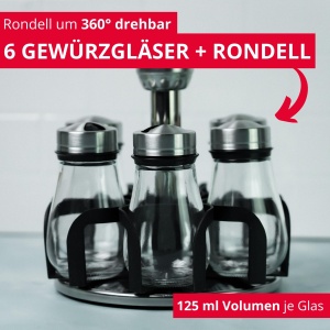Organizator condimente Westmark Lissabon 7 piese rotativ 360deg borcane 125 ml - Img 2