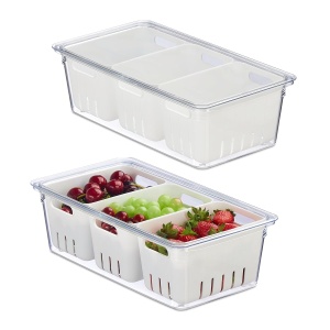 Organizer pentru frigider Relaxdays, set 2 bucati, transparent, cu capac