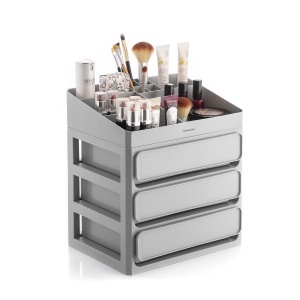 Organizer pentru machiaj InnovaGoods cu 3 sertare si 9 compartimente, capacitate mare, gri