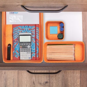Organizer pentru sertare Relaxdays, set 5 piese, 3 dimensiuni, griorange - Img 2