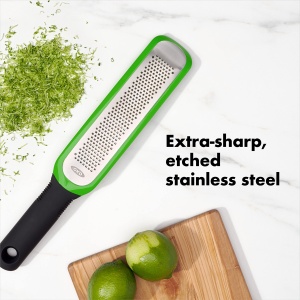 OXO Good Grips Zest Ripper din otel inoxidabil gravat, verde - pentru lamai si multe altele - Img 3