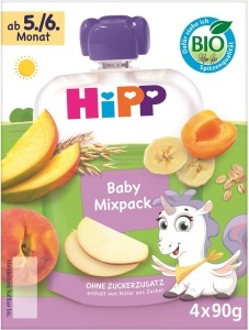 Pachet Mixpack HiPP Bio pentru bebelusi, 16 bucati, fara zahar adaugat, 4 arome
