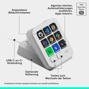 Pad programabil Logitech MX Keypad, 9 taste LCD personalizabile, gri - Img 2