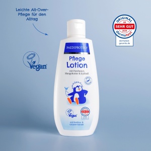 PAEDIPROTECT Lotiune de ingrijire pentru bebelusi si copii 200 ml, Lotiune de ingrijire cu pantenol, Crema hidratanta cu ulei de jojoba si unt de mango, pentru pielea sensibila si uscata a bebelusilor si copiilor, lotiune vegana - Img 3