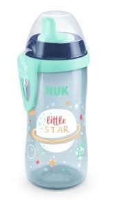 Pahar cu capac NUK Kiddy Cup, 300 ml, albastru, rezistent la muscaturi, cu lumina nocturna