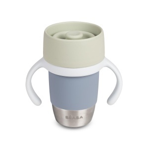 Pahar de invatare Beaba Click Drink, 240 ml, din otel inoxidabil, design 360