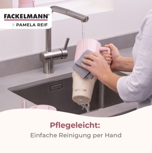 Pahar izolat FACKELMANN 1200 ml, inox, roz, cu capac si pai - Img 7