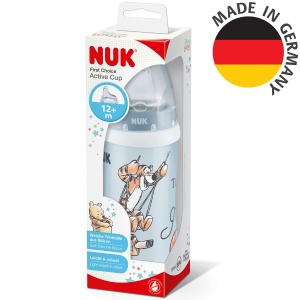 Pahar pentru cursanti NUK Active Cup 12 luni gura de scurgere etansa Clema si capac de protectie Fara BPA 300 ml Disney Winnie the Pooh albastru - Img 6