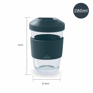 Pahar reutilizabil Lacor 63138 din borosilikat cu capac, 280 ml, antiderapant - Img 2