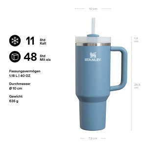 Pahar termic Stanley Quencher H2.0, 1.2L, culoare Indigo, din otel inoxidabil reciclat - Img 2