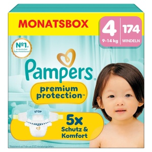 Pampers Premium Protection Scutec pentru bebelusi, Marimea 4, 9kg-14kg, 174 bucati