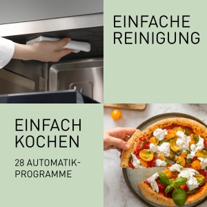 Panasonic NN-DS59NMETG 4-in-1 cuptor cu microunde si gratar combinat, suport plat, 27 litri, 1000 W, gatit pe doua niveluri, senzor Genius, 32 de programe automate, tava pentru gratar, usor de curatat, negru - Img 8