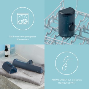 Panasonic seria 600 ata dentara cu ultrasunete EW-DJ66-A303, irigator dentar, irigator oral wireless, 200 ml, IPX7, 2 duze cu ultrasunete, 5 niveluri de presiune a apei, accesorii de calatorie, bleumarin - Img 7