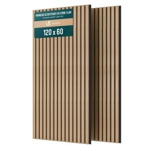 Panou Acustic VOUNOT 2er Set 120x60x2,1 cm, Helle Eiche, Design 3D