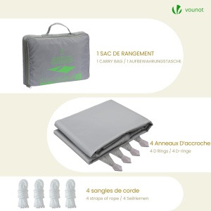 Panou de umbrire VOUNOT, 3x5m, impermeabil, gri deschis, cu set de montaj - Img 7