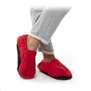 Papuci de casa InnovaGoods, incalzire in cuptor cu microunde, culoare rosie, unisex - Img 2