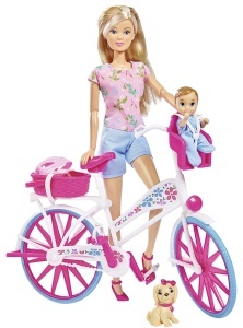 Papusa Ankleide Steffi Love 105739050 cu Bicicleta, Accesorii si Mobilier, 40 piese