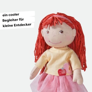Papusa HABA Ava 30 cm, corp moale, haine cu velcro, pentru copii de la 18 luni - Img 5