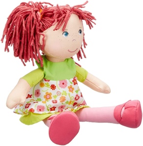 Papusa HABA Liese 30cm cu par rosu haine detasabile lavabila - Img 2