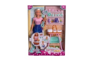 Papusa Simba Steffi Love Baby Time cu 15 Accesorii 2-in-1 Leagan si Cada 3 ani