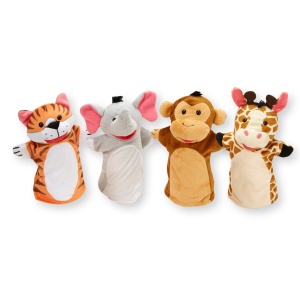 Papusi de mana Melissa Doug Prietenii din gradina zoologica set interactiv pentru copii 2 ani