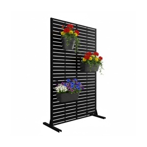 Paravant exterior Relaxdays, metal, negru, 183 x 110 cm