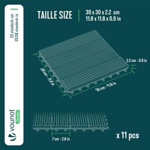 Pardoseala exterioara VOUNOT WPC 30x30 cm, 11 buc, rezistenta la intemperii, culoare maro - Img 3