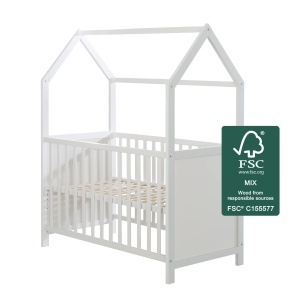Pat pentru copii Roba Hausbett 60x120 cm alb reglabil pe inaltime transformabil - Img 9