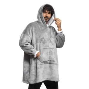Patura cu gluga InnovaGoods, moale, calduroasa, unisex, gri - Img 2