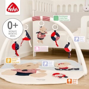 Patura de activitate Fehn 3-D Play Arch Ocean Club - Covoras de joaca pentru bebelusi cu 5 jucarii detasabile de apucat - Patura de joaca pentru bebelusi si copii mici de la 0+ luni - Covoras de tarat ca cadou pentru nastere - Img 3