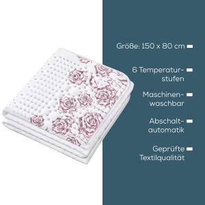 Patura incalzita Beurer UB 75, tampon termic dragalas, 6 niveluri de temperatura si incalzire rapida, top din bumbac moale, 150 x 80 cm, oprire automata, spalabil la masina - Img 8