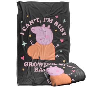 Patura Mummy Pig cu Touch Satinat, 91 x 147 cm, 300 GSM - Img 2