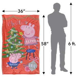 Patura Peppa Pig Craciun, 91 x 147 cm, 300 GSM, 100 Poliester - Img 5