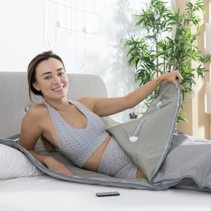 Patura termica infrarosu InnovaGoods, 2 zone de incalzire, gri, pentru detoxifiere - Img 6